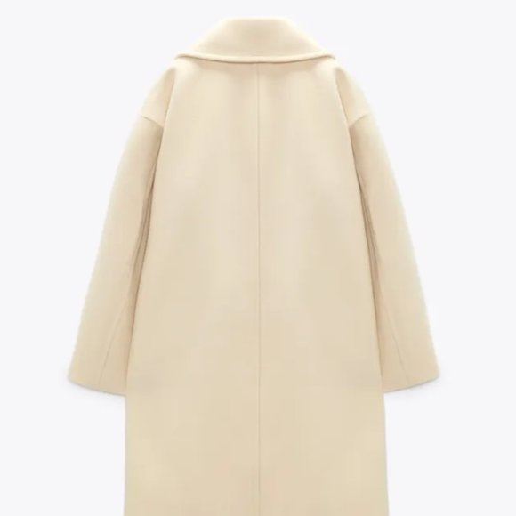 ZARA WOMEN CREAM OVERSIZED COAT WITH POCKETS SIZE XL NWT 200$ - Picture 6 of 8